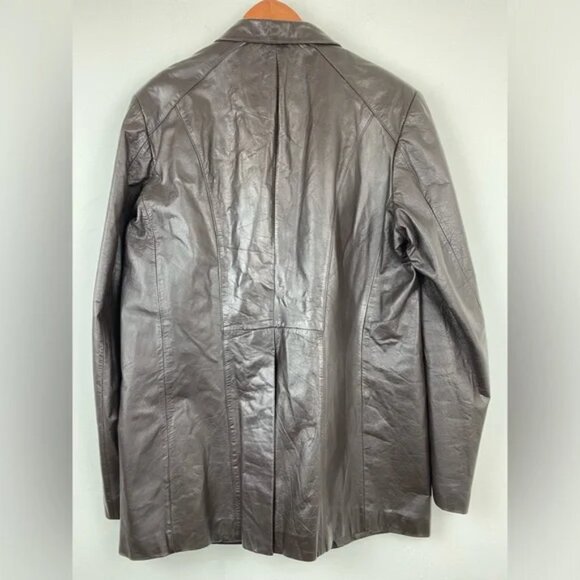 Vintage Bertini size 44R Men’s Brown Leather Button Up Jacket - Picture 2 of 3